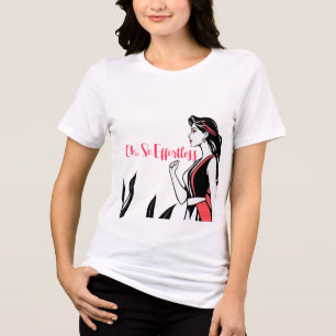 Elegant Kvinnor i rött och svart T Shirt