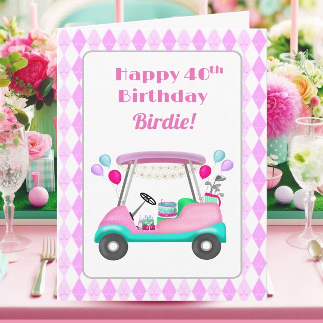 Elegant Kvinnors Golf Party Cart 40:e födelsedag Kort (Skapare uppladdad)