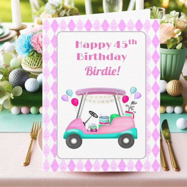 Elegant Kvinnors Golf Party Cart 45:e födelsedagen Kort (Skapare uppladdad)