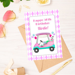 Elegant Kvinnors Golf Party Cart 50:e födelsedagen Kort