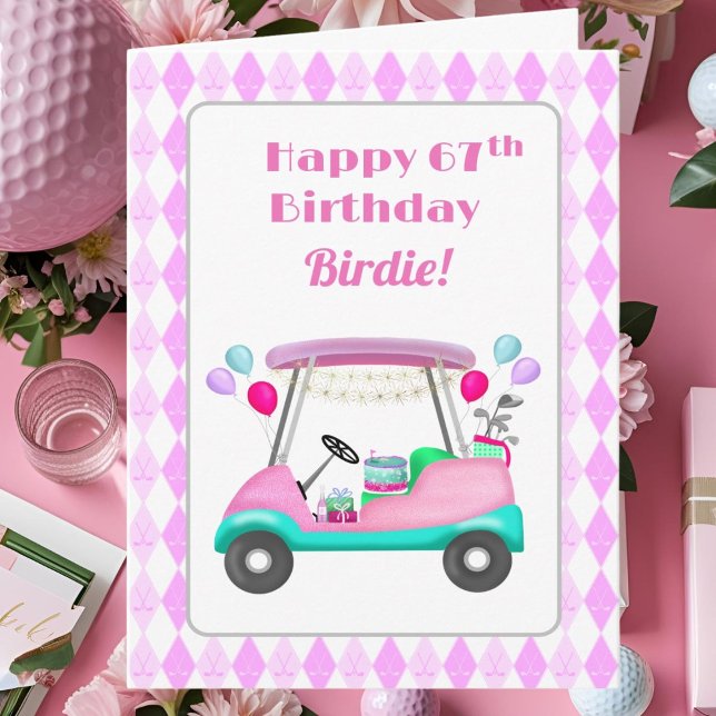 Elegant Kvinnors Golf Party Cart 67:e födelsedag Kort (Skapare uppladdad)