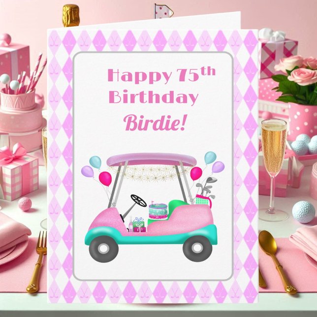 Elegant Kvinnors Golf Party Cart 75:e födelsedag Kort (Skapare uppladdad)