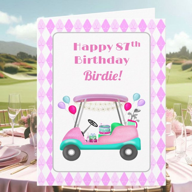 Elegant Kvinnors Golf Party Cart 87:e födelsedag Kort (Skapare uppladdad)