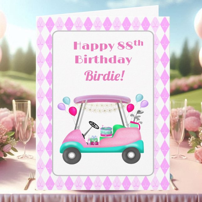 Elegant Kvinnors Golf Party Cart 88:e födelsedagen Kort (Skapare uppladdad)