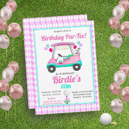 Elegant Kvinnors Golf Party Cart Birthday Inbjudningar