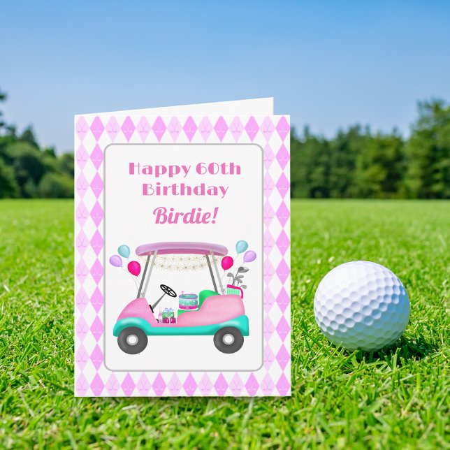 Elegant Kvinnors Golf Party Cart Birthday Kort (Skapare uppladdad)