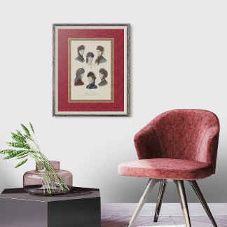 Elegant Kvinnors hattar och Bonnets Victorias Vint Poster
