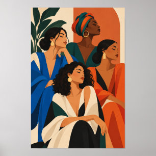 Elegant Kvinnors Kollektiva Färgrika Moderna Väggk Poster