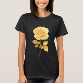 Elegant Kvinnors T-Shirt med Golden Ro Print
