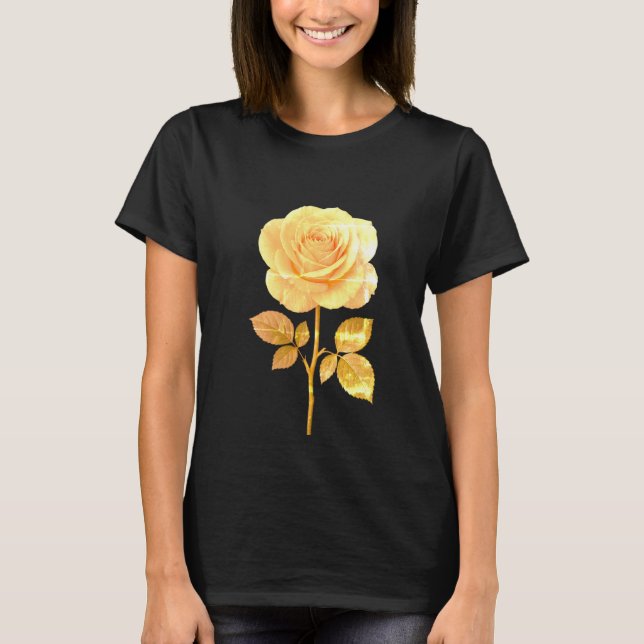 Elegant Kvinnors T-Shirt med Golden Ro Print (Framsida)