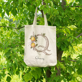 Elegant Kvittens Frukt Botanisk Monogram Q Anpassa Tygkasse