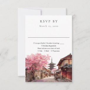 Elegant Kyoto Japan Akvarell Bröllop OSA Kort