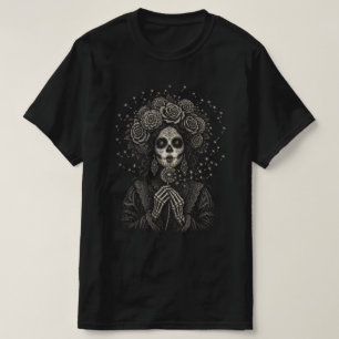 Elegant La Catrina Blommig Skelett Konst T Shirt