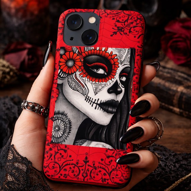 Elegant La Catrina Skull Art - Svart, Vit och rött (Skapare uppladdad)