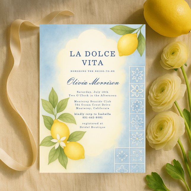 Elegant La Dolce Vita Italiensk Bröllopsdusch Inbjudningar (Skapare uppladdad)