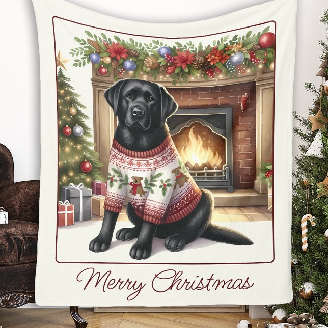 Elegant Labour Retriever Hund God jul Fleecefilt (Skapare uppladdad)