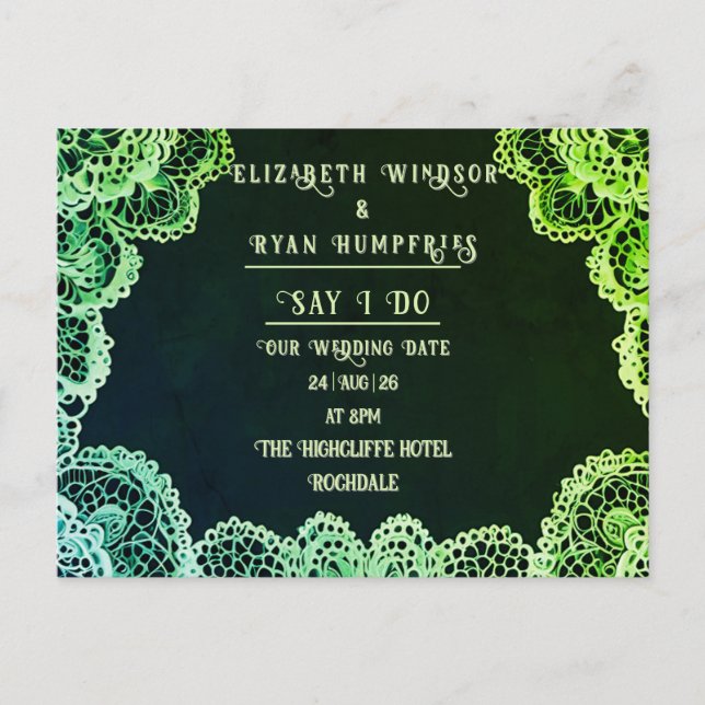 "Elegant Lace" Bröllopsinbjudningskollektion Meddelande Vykort (Framsida)