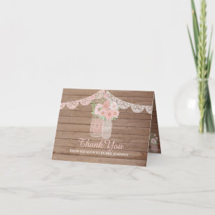 Elegant Lace Murkelburk & Trä Bröllopsdusch Tack Kort