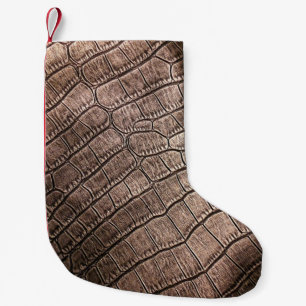 Elegant, läder, mönster nära varandra. liten julstrumpa