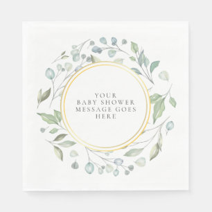 Elegant lagerkrans Baby Shower-meddelande Pappersservett