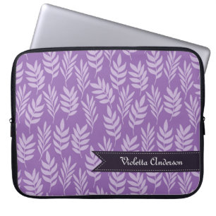 Elegant Lägg till hennes Namn Lila och Lavender Lö Laptop Sleeve