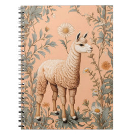 Elegant Lama och Daisy Flowers på persikor Anteckningsbok