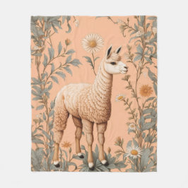 Elegant Lama och Daisy Flowers på persikor Fleecefilt