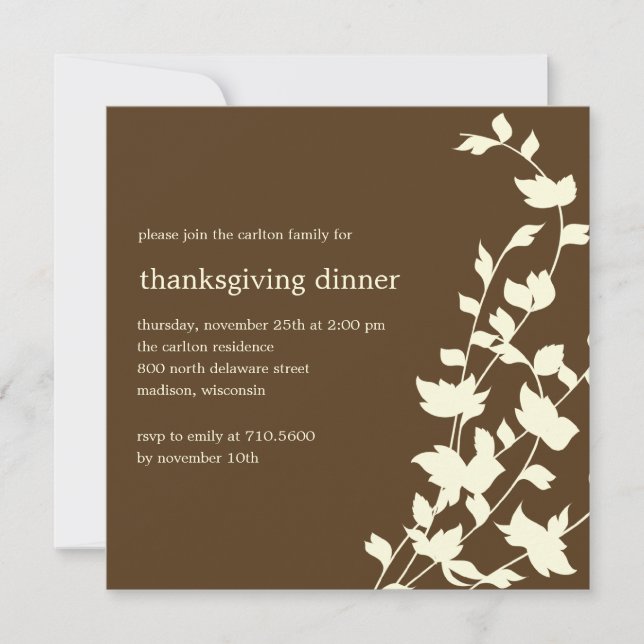 Elegant Lämnar Thanksgiving-/Fall Party-inbjudning Inbjudningar (Framsida)