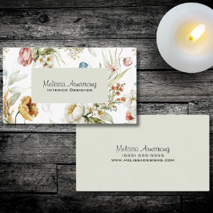 Elegant Land Blommigt Dubbla sida vid sida Visitkort