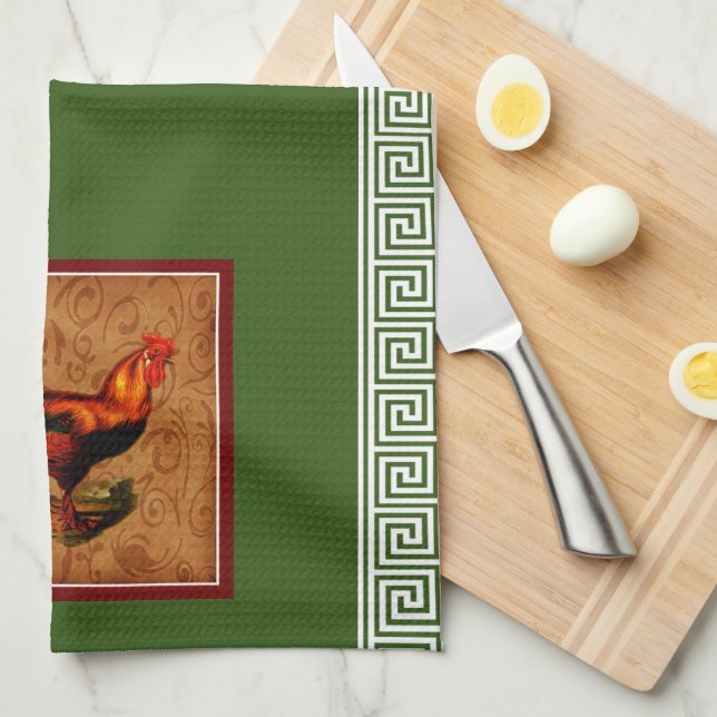 Elegant Land Life Tupp och nyckel i Grekland Kökshandduk (Vikt i Fjärdedel)