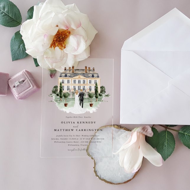 Elegant Land Manor | Villa bröllopsinbjudan Inbjudningar (Skapare uppladdad)