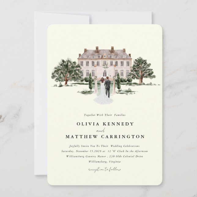 Elegant Land Manor | Villa bröllopsinbjudan Inbjudningar (Framsida)