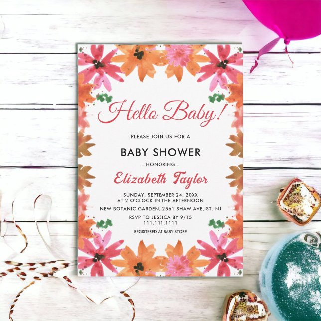 Elegant Land Ro Blommigt Fall Baby Shower Inbjudningar (Skapare uppladdad)