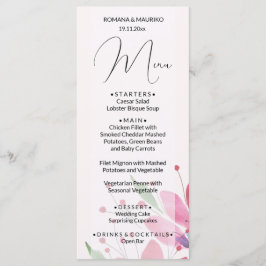 Elegant Land Watercolor Art Blommigt Rosa Meny