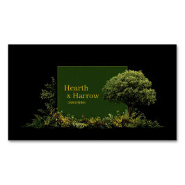 Elegant Landscape Tree Black Gold Frame Botanical Magnetiska Visitkort