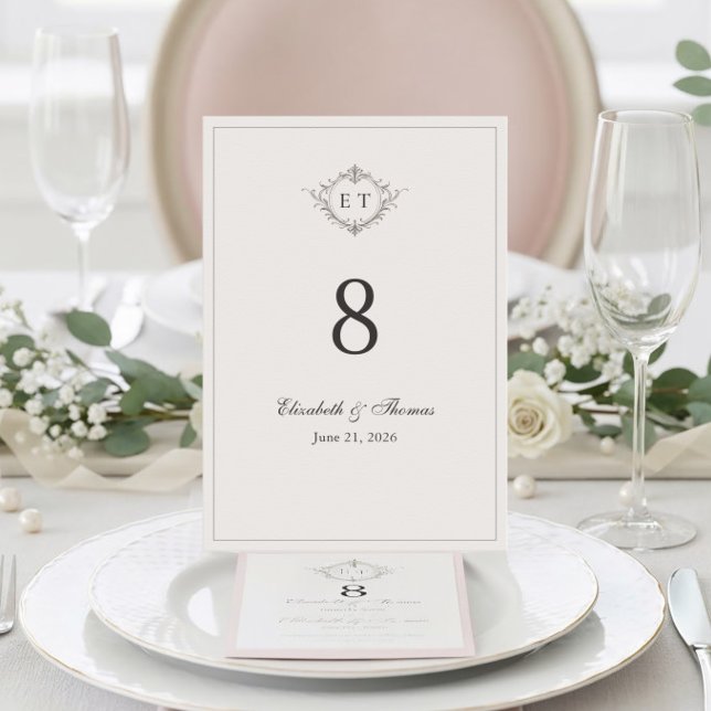 Elegant landskapsmonogram för bröllopsbordets numm bordsnummer (Skapare uppladdad)