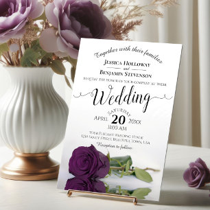 Elegant Långemmad plommon Lila Ro Bröllop Inbjudningar