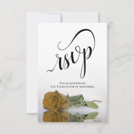 Elegant Långemmed Guld Ochre Ro Bröllop OSA Kort