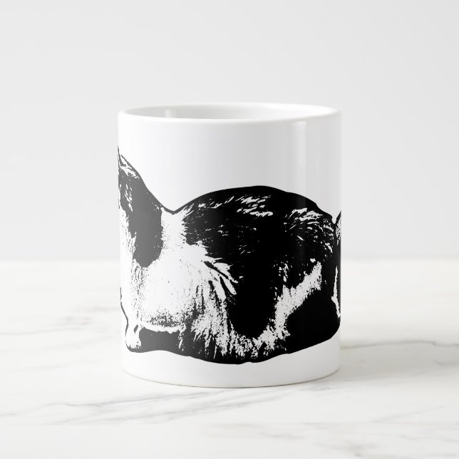Elegant Långhårig Kat Side Profile Mugg Jumbo Mugg (Framsidan)