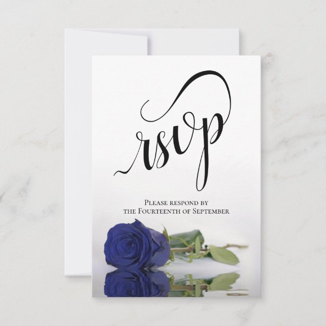 Elegant Långsiktig marin blå Ro Bröllop OSA Kort (Framsida)