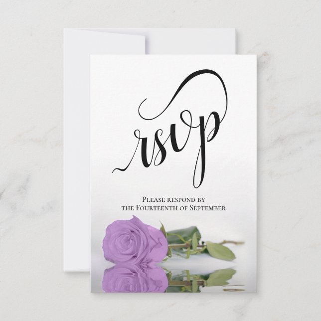Elegant långstjälkig lila rosa bröllop OSA kort (Framsida)