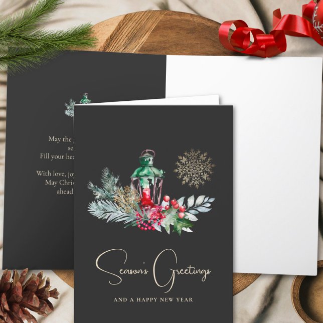 Elegant Lantern Minimalist Dikt God jul Helgkort (Skapare uppladdad)