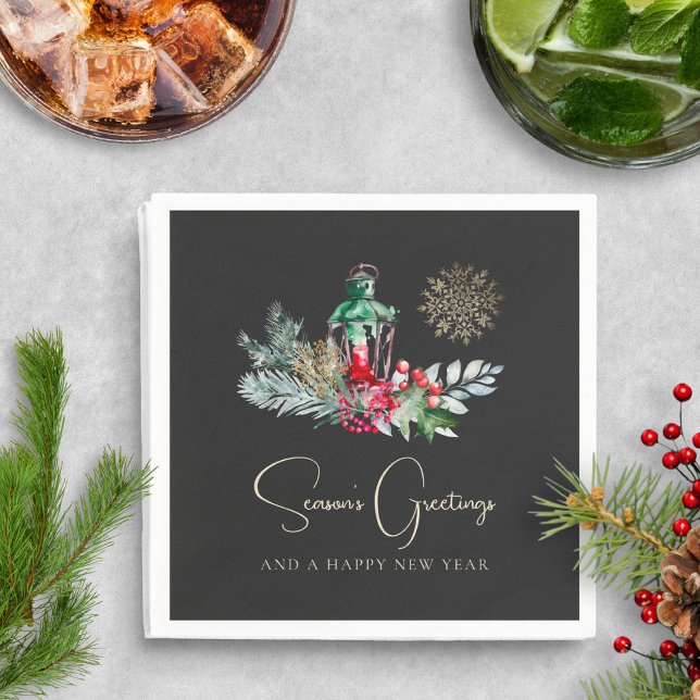 Elegant Lantern Modern minimalistisk jul Party Pappersservett (Skapare uppladdad)