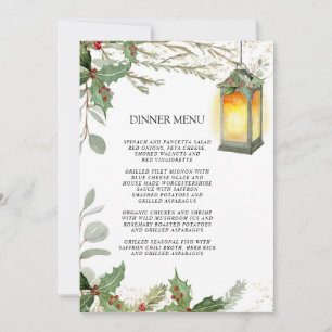 Elegant Lantern Winter Holly-julmiddag Inbjudningar