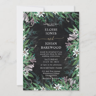 Elegant lantlig blomsterkant inbjudan