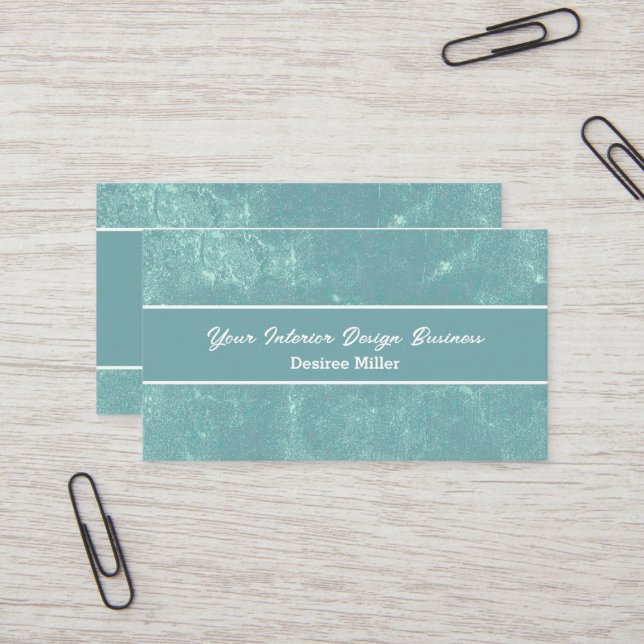 Elegant lantlig vintage pastell tealgrön textur visitkort (Fram/Back In Situ)