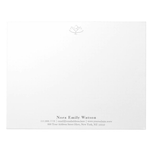 Elegant Large Yoga Teacher Grått Lotus Flower Anteckningsblock (Framsida)
