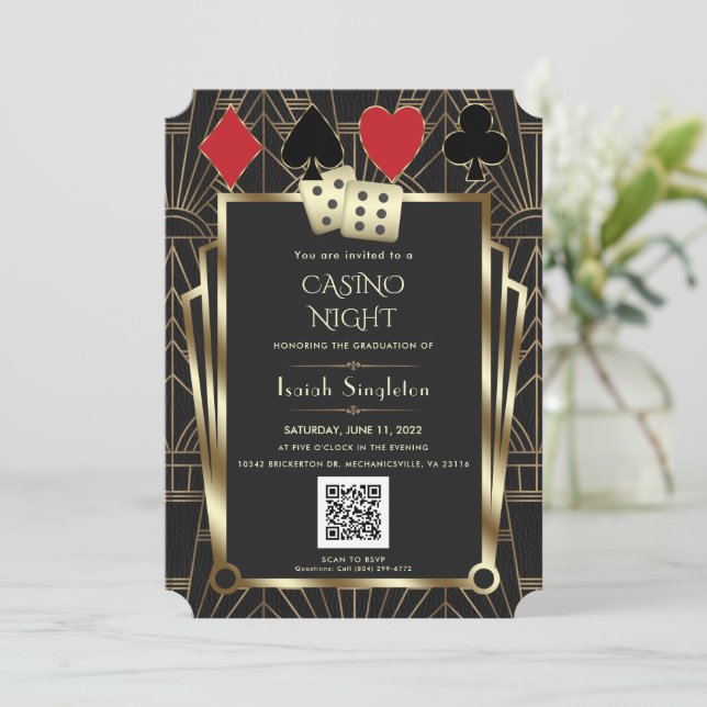Elegant Las Vegas Casino Night Studenten Inbjudningar (Stående Fram)
