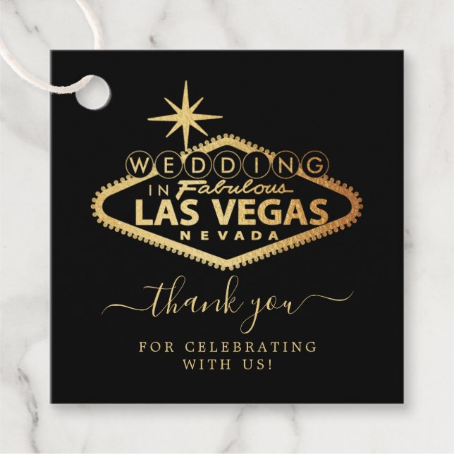 Elegant Las Vegas Destination Wedding Gåvor Etiketter (Framsida)