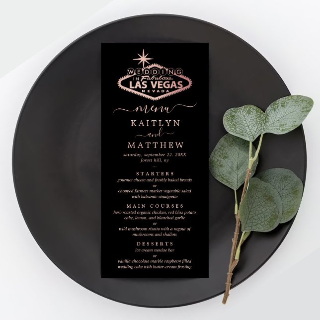 Elegant Las Vegas Destination Wedding Menu Reklamkort (Skapare uppladdad)